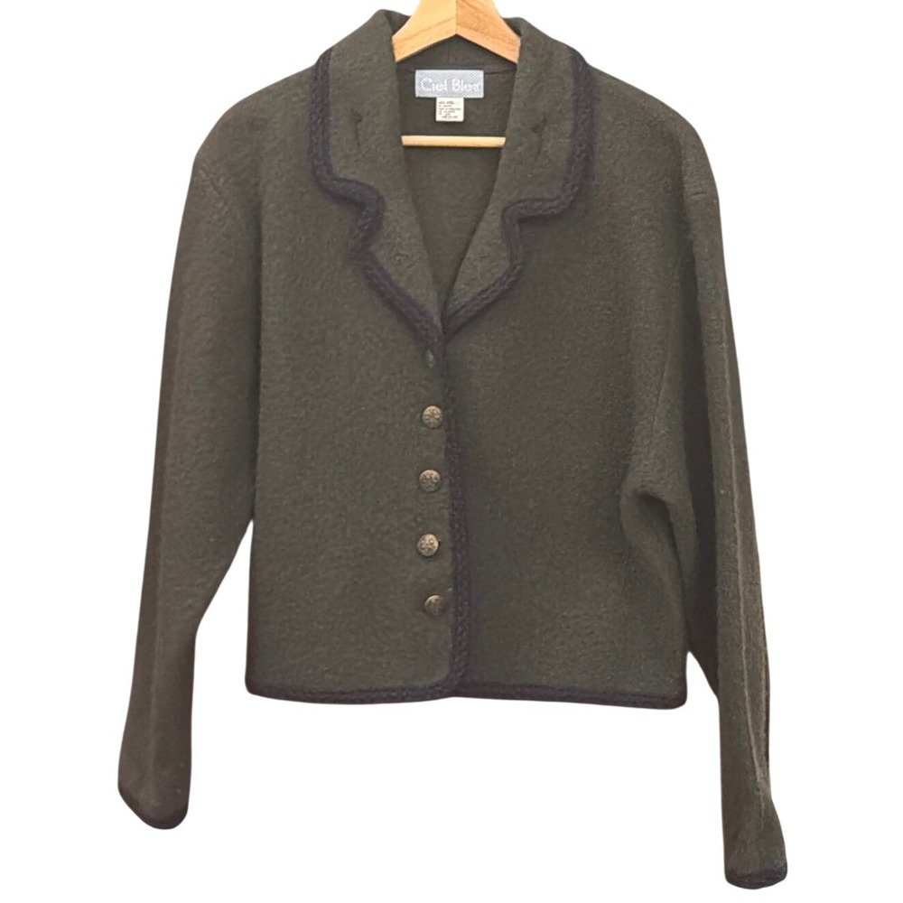 Vintage Ciel Bleu Wool Cardigan Dark Academia Grandmacore Cottagecore Preppy